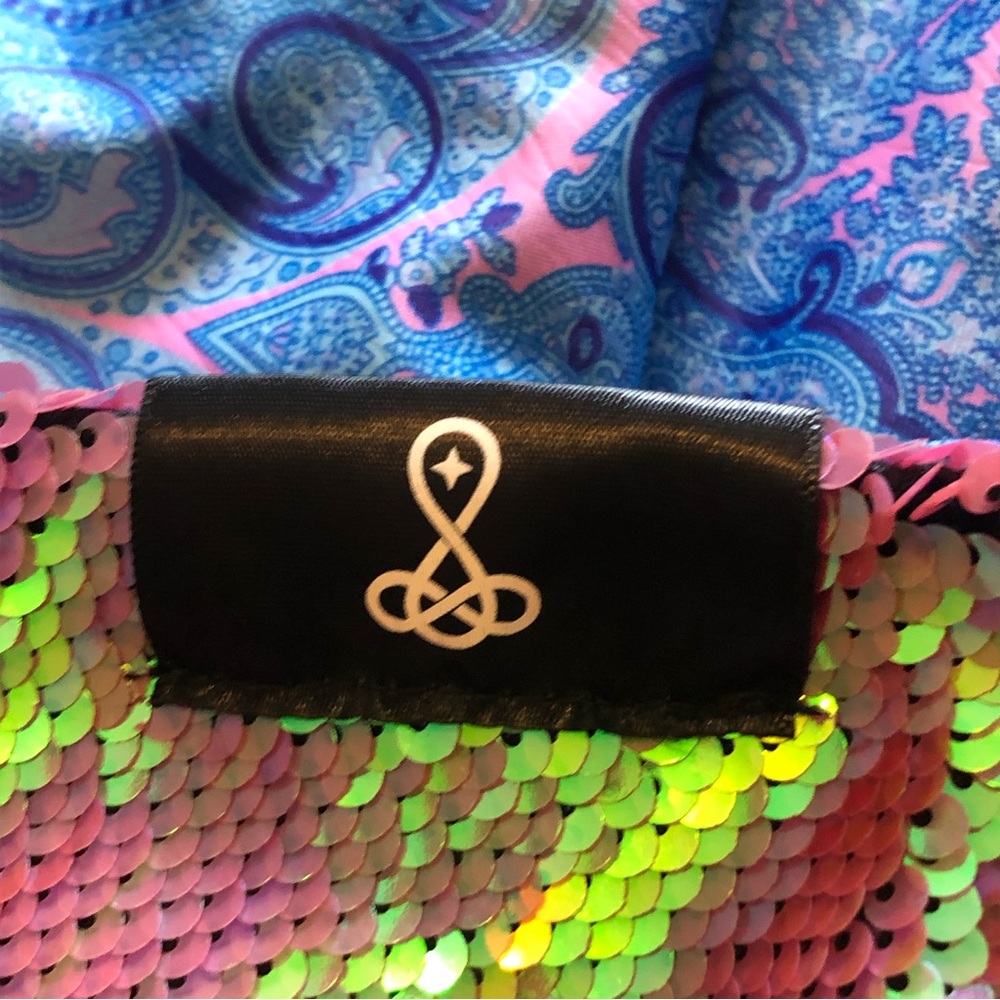 Stardust Love Reversible Sequined Paisley Cosmic Festival Infinity Head Scarf - Picture 9 of 9